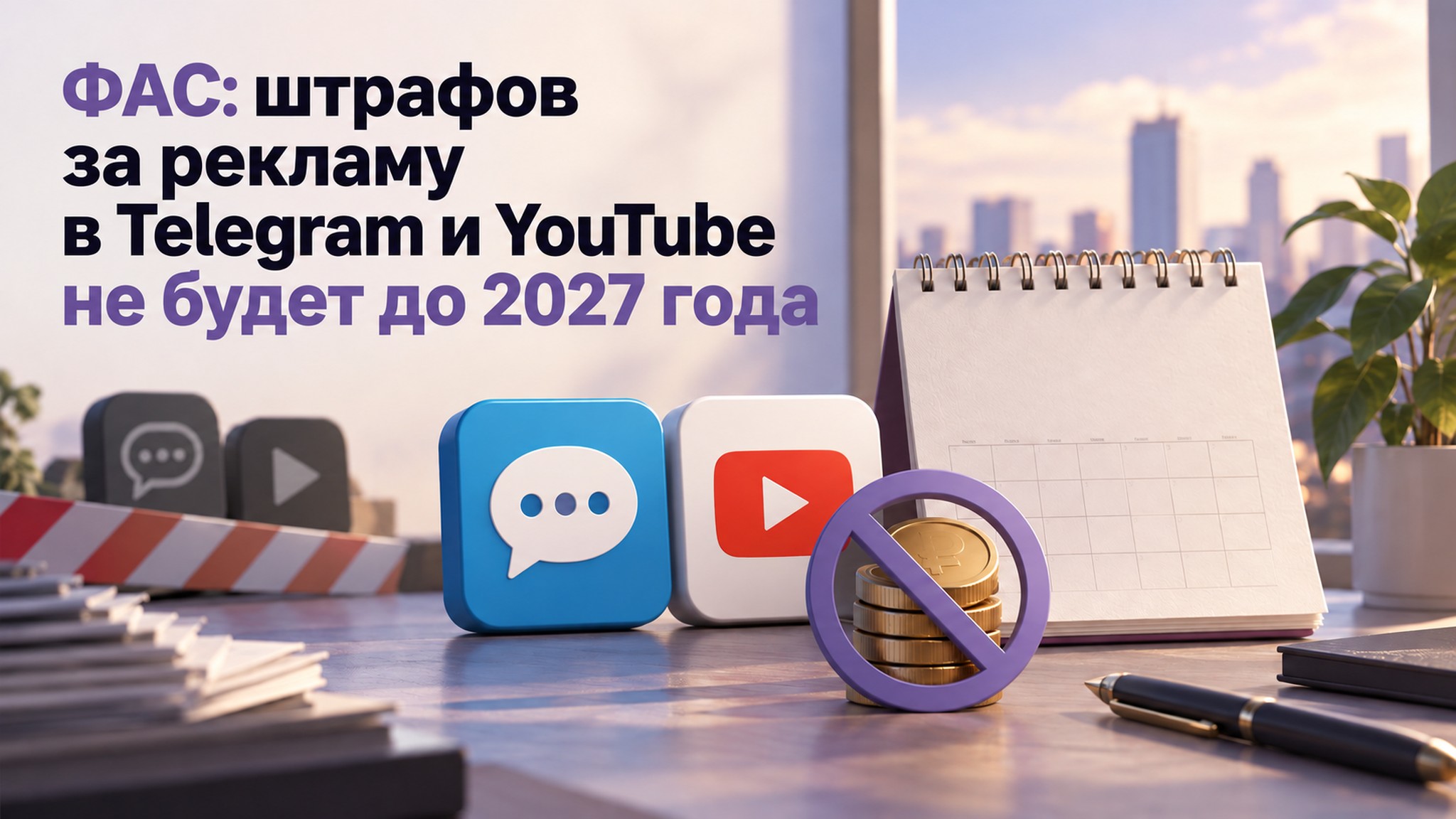 ФАС: штрафов за рекламу в Telegram и YouTube не будет до 2027 года