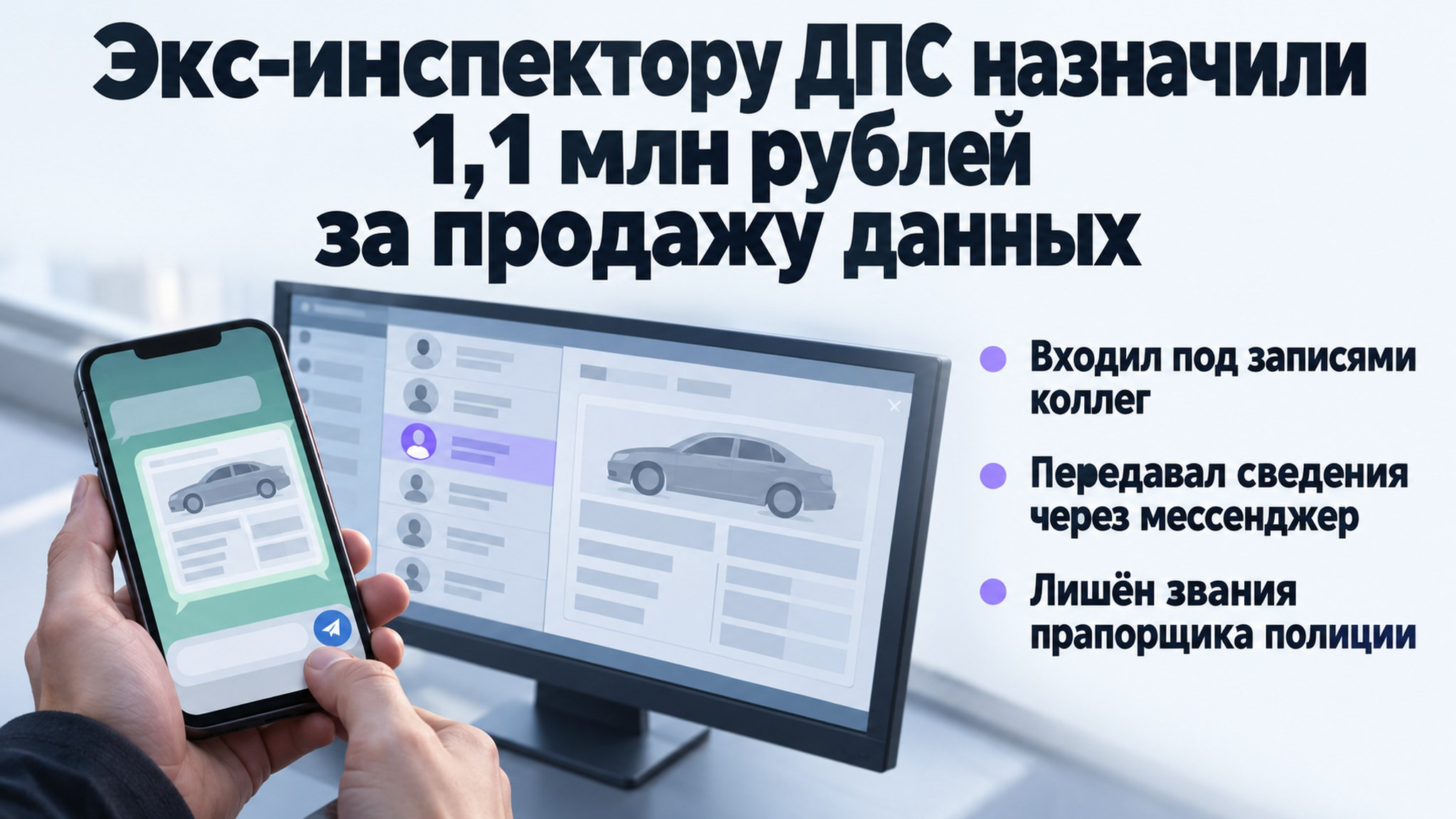 Экс-инспектору ДПС назначили 1,1 млн рублей за продажу данных