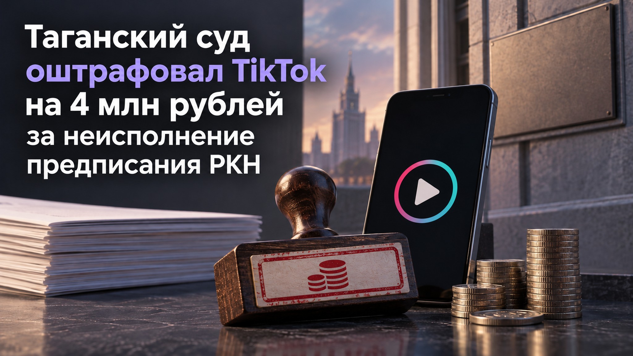 Таганский суд оштрафовал TikTok на 4 млн рублей за неисполнение предписания РКН